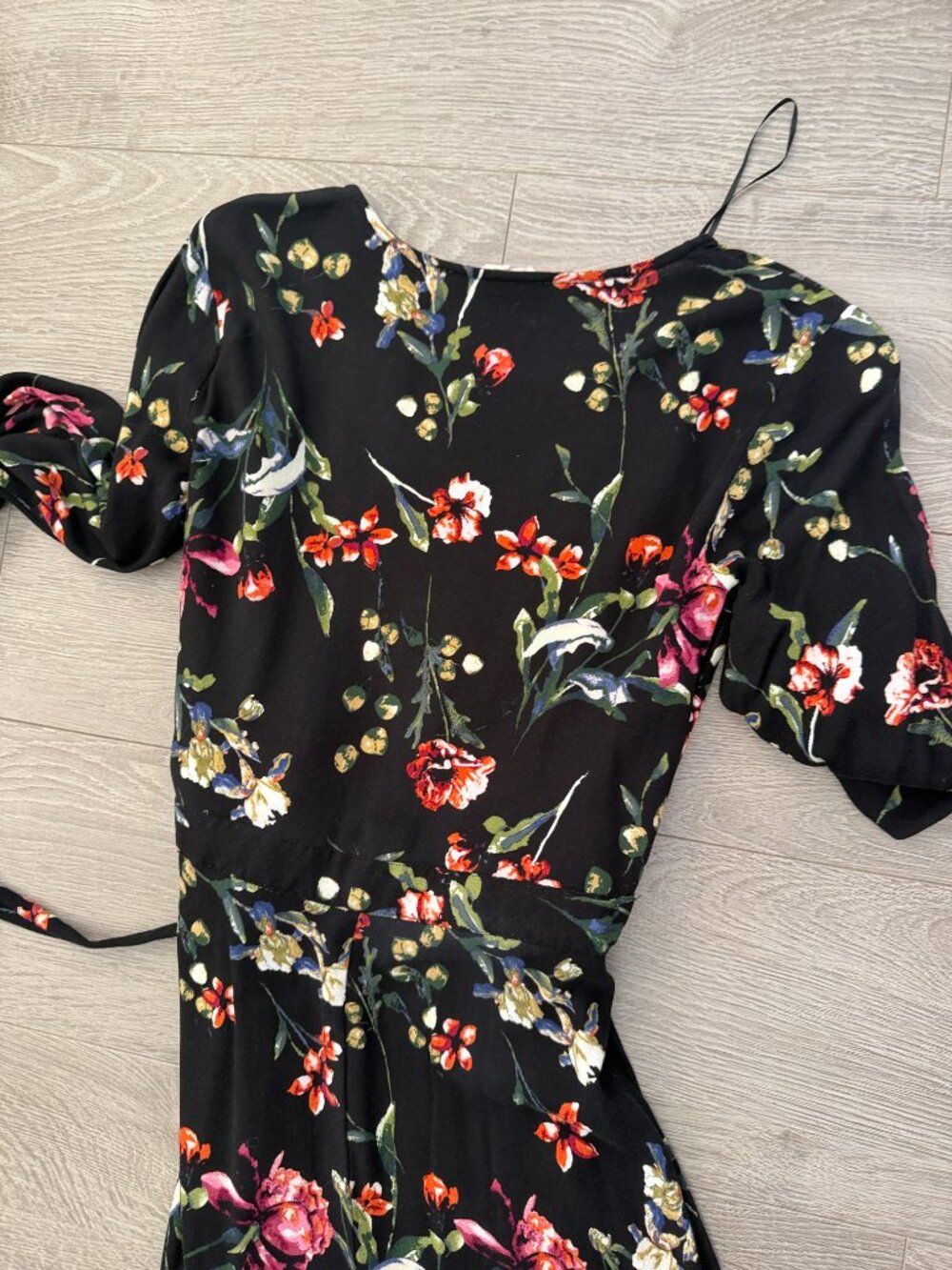 LoveStitch Black Floral High Low Wrap Maxi Dress Size Small - Picture 5 of 5